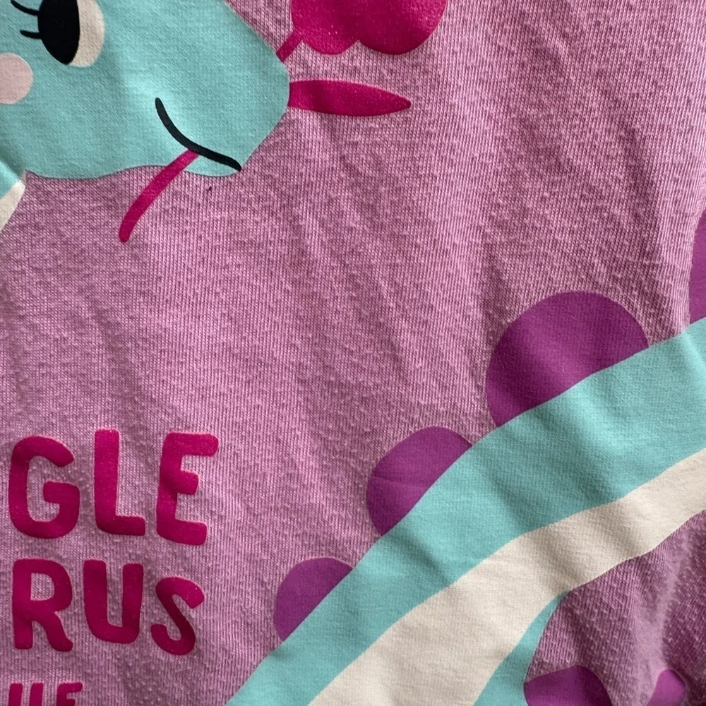 Carter's 3T Girls Pink Snuggle-Saurus Dinosaur Short Sleeve Tee Shirt Pajama Top